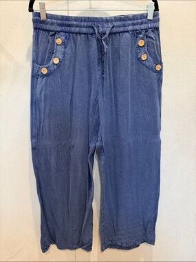 Karen Hart Drawstring Tencel Denim Cropped Gaucho Pants